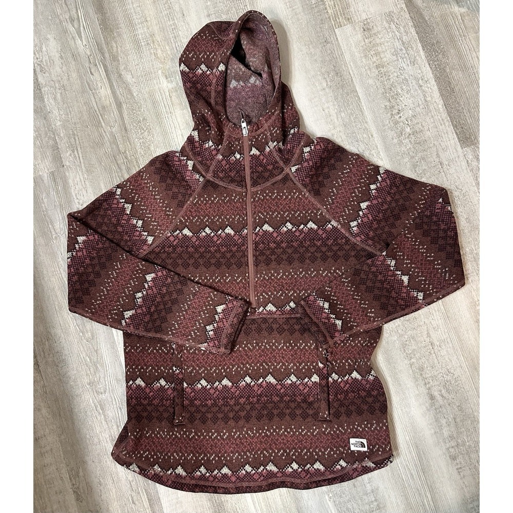 The North Face Womens Aztec Printed Crescent Hooded Fleece Pullover: Size Large